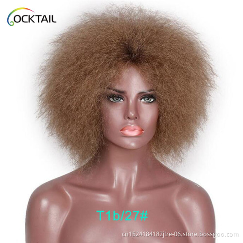 different colors afro curl synthetic hair wig short curly fluffy synthetic afro kinky hair wig for black women